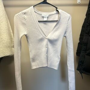 ribbed cream long sleeve button up short extra small